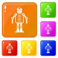 Artificial intelligence robot icons set vector color Royalty Free Stock Photo