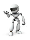 An artificial intelligence robot is pointing at someone.