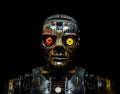 Artificial intelligence robot futuristic technology, front view portrait. Generative AI