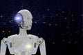Artificial Intelligence robot side views, AI technology smart robot concept, technology generates AI and AI learning background