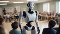Artificial intelligence robot teacher in class at school Royalty Free Stock Photo