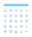 Artificial intelligence and robot technology vector line icons set. AI, Robot, Technology, Automation, Machine Learning Royalty Free Stock Photo