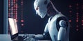 Artificial intelligence robot using computer software for gpt binary coding Royalty Free Stock Photo