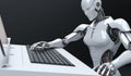 Artificial intelligence robot using computer software for gpt binary coding. Generative AI Royalty Free Stock Photo