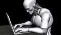 Artificial intelligence robot using computer software for gpt binary coding. Generative AI Royalty Free Stock Photo