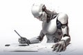 Artificial intelligence robot writing. Ai essay and education concept. Generative ai Royalty Free Stock Photo