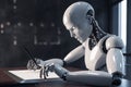 Artificial intelligence robot writing. Ai essay and education concept. Generative ai Royalty Free Stock Photo