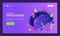 Artificial intelligence, robotic engineering, future technology concept. Vector 3d isometric illustration of human brain
