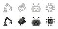 Artificial Intelligence Robotics and Automation Line and Solid Icon Set. Smart Machines, Neural Computing and Digital Royalty Free Stock Photo