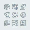 Artificial Intelligence and Robotics Line Icons Set â Automation Technology Vector Collection Royalty Free Stock Photo