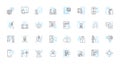 Artificial intelligence and robotics linear icons set. Automation, Neural, Machine, Algorithm, Intelligence, Robotics