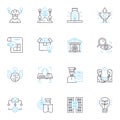 Artificial intelligence and robotics linear icons set. Automation, Neural, Machine, Algorithm, Intelligence, Robotics