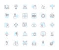 Artificial intelligence and robotics linear icons set. Automation, Neural, Machine, Algorithm, Intelligence, Robotics