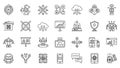 Artificial Intelligence, Robotics and Technology Line Icons Set Royalty Free Stock Photo