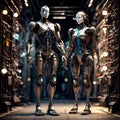 Artificial intelligence robots create different future technologies. AI, Machine learning, Royalty Free Stock Photo