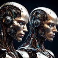 Artificial intelligence robots create different future technologies. AI, Machine learning, Royalty Free Stock Photo