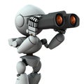 Artificial intelligence robots are looking ahead using binoculars.