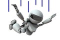 Artificial intelligence robots are plunging. White background. 3D illustration Royalty Free Stock Photo