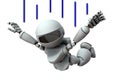 Artificial intelligence robots are plunging. White background. 3D illustration Royalty Free Stock Photo