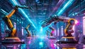 artificial intelligence robots work in industry Royalty Free Stock Photo