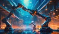 artificial intelligence robots work in industry Royalty Free Stock Photo