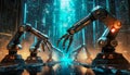 artificial intelligence robots work in industry Royalty Free Stock Photo