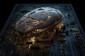 Artificial intelligence science concept with technological AI brain on the circuit board. Generated AI. Royalty Free Stock Photo