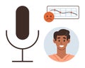 Voice Recognition, Sentiment Analysis, and Audio Feedback Concept with Male Portrait and Graph Royalty Free Stock Photo