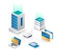 Artificial intelligence server network in flat isometric illustration concept Royalty Free Stock Photo