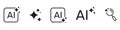 Artificial Intelligence Sparkle Stars AI Search Magnifying Glass Line Icon Set. Machine Learning Discovery Automation Royalty Free Stock Photo
