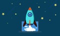 Artificial Intelligence Startup Rocket Launch From Laptop Screen Business Growth Concept Vector Royalty Free Stock Photo