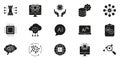 Artificial Intelligence Strategy and Data Innovation Solid Icon Set. Cloud Computing, Neural Networks and Smart Royalty Free Stock Photo
