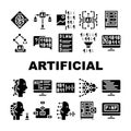 Artificial Intelligence System Icons Set isolated illustration Royalty Free Stock Photo