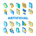 Artificial Intelligence System Icons Set isolated illustration Royalty Free Stock Photo