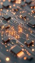 Artificial Intelligence system. Neural network architecture. Deep learning concept. Abstract circuit board with glowing data Royalty Free Stock Photo