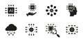 Artificial Intelligence Systems, Cloud Integration and Human Interaction Solid Icon Set. Machine Learning, Neural Royalty Free Stock Photo