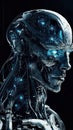 Artificial Intelligence takes command over humanity, character design, mechanical android, AI generative