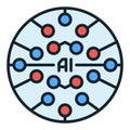 Artificial Intelligence tech vector AI business round colored icon or sign Royalty Free Stock Photo