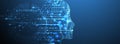 Artificial Intelligence. Technical background with a silhouette of a man. Big data concept. Machine cyber mind