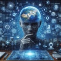 Artificial Intelligence technology big data.globalization and analytics management concepts,Genarative AI Royalty Free Stock Photo