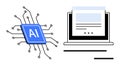 Artificial Intelligence Technology Concept with Circuit Board and Laptop Display Royalty Free Stock Photo