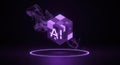 Artificial Intelligence Technology Concept with Futuristic Cube and Neon Light Royalty Free Stock Photo