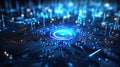 artificial intelligence technology, cpu on the circuit, glowing blue circuit lines, machine, generative ai Royalty Free Stock Photo
