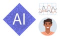 Artificial Intelligence Concept with Human Element and Data Visualization Chart Royalty Free Stock Photo