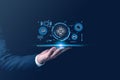 Artificial intelligence technology, Digital innovation concept Smart Robot automation generate from data, Businessman using AI Royalty Free Stock Photo