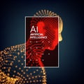 Artificial intelligence. Technology and engineering concept. 3d model of man. Royalty Free Stock Photo