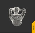 Artificial intelligence. Technology and engineering concept. 3d model of man. Vector illustration. Royalty Free Stock Photo