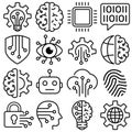 Artificial Intelligence Icon Set Outline Style (Part 4) Royalty Free Stock Photo