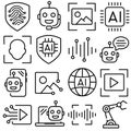 Artificial Intelligence Icon Set Outline Style (Part 5) Royalty Free Stock Photo