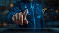 Artificial Intelligence Technology Interface with User Touchscreen Interaction and Innovative Development in Modern Technology Royalty Free Stock Photo